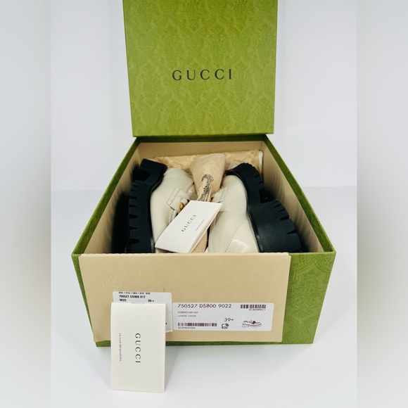 Gucci Jeanne GG Logo Chain Cordovan Lux Moc Toe Platform Loafers Size EU 39.5 - Picture 3 of 14